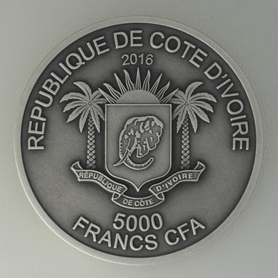 Silbermünze 5oz "Löwe" 2016 (AF/HR) Mauquoy Haut Relief (Elfenbeinküste) - Miniaturansicht 2