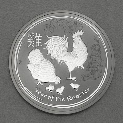 Silbermünze 2oz "Hahn" 2017 Lunar II – Year of the Rooster (Australien) - Miniaturansicht 1