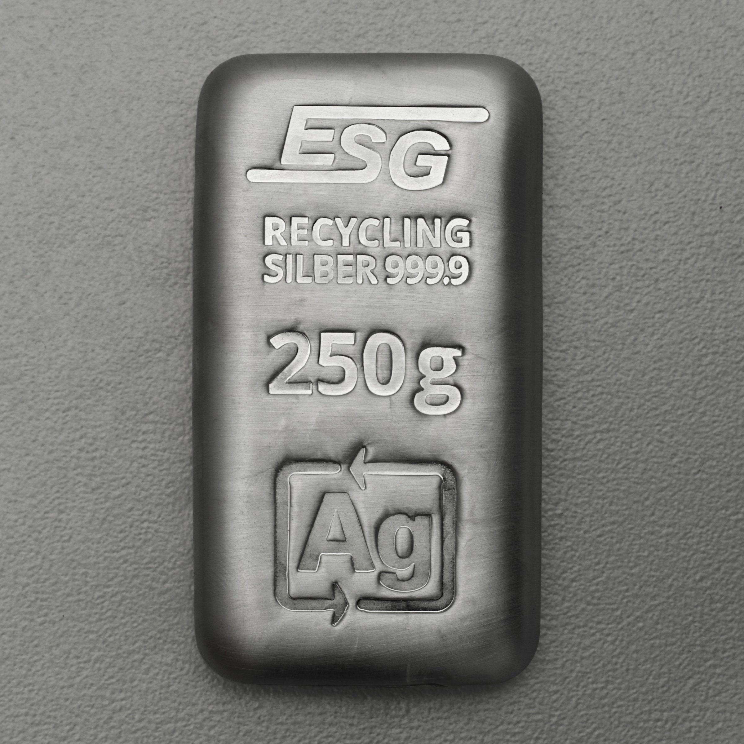 Silberbarren 250g ESG gegossen gravierbar Recyclingsilber - Hauptansicht