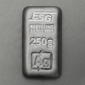 Silberbarren 250g ESG gegossen gravierbar Recyclingsilber - Hauptansicht