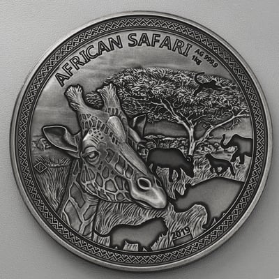 Silbermünze 1kg "Giraffe" 2019 (AF) African Safari (Tschad) - Hauptansicht