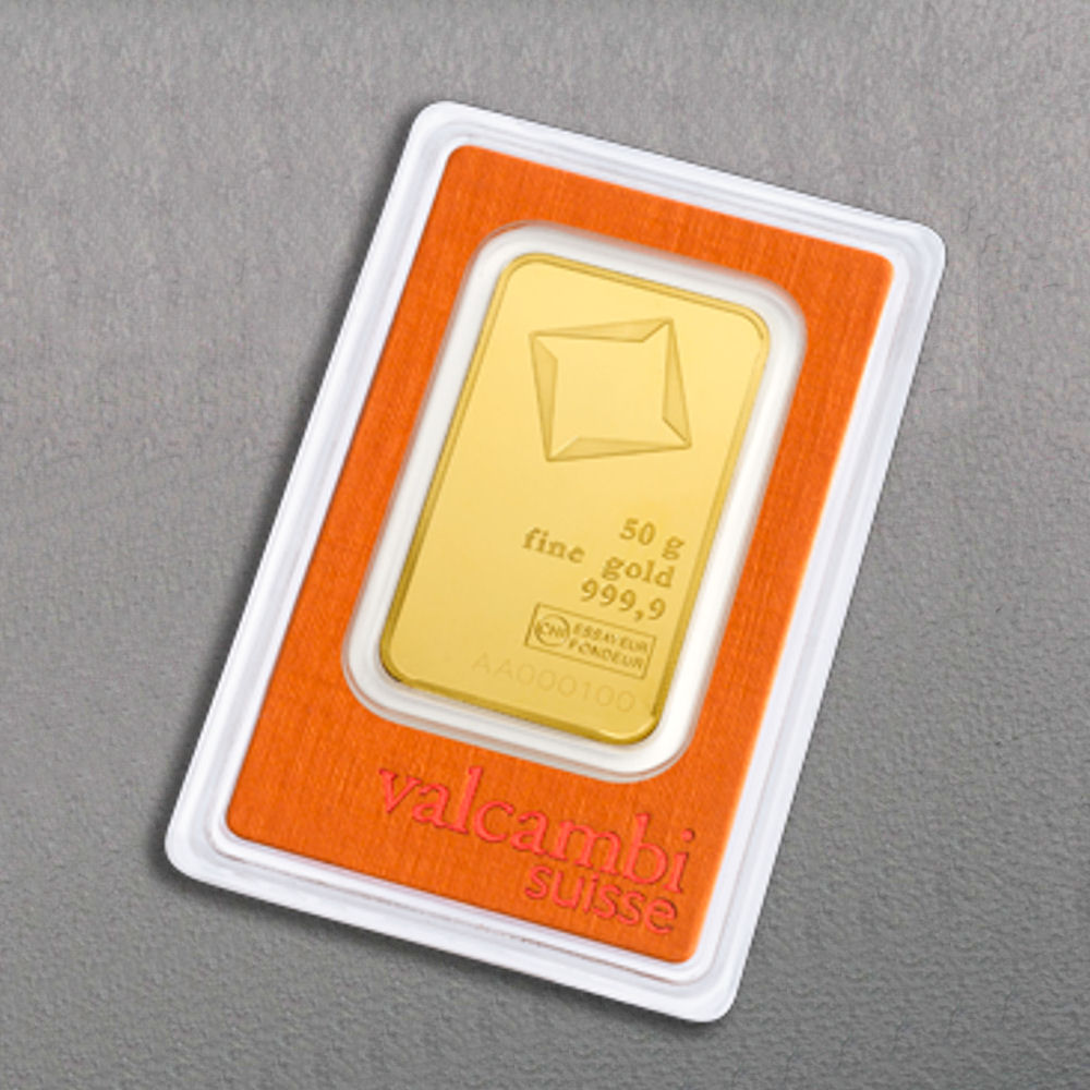 Goldbarren 50g VALCAMBI geprägt - Detailansicht 2