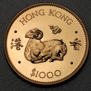Goldmünze 1000 Dollar "Year of the Sheep" 1979 (Hongkong) - Hauptansicht