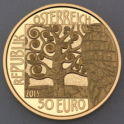 Goldmünze 50 Euro "Erwartung" 2013 (PP) Klimt und seine Frauen (Österreich) - Miniaturansicht 2