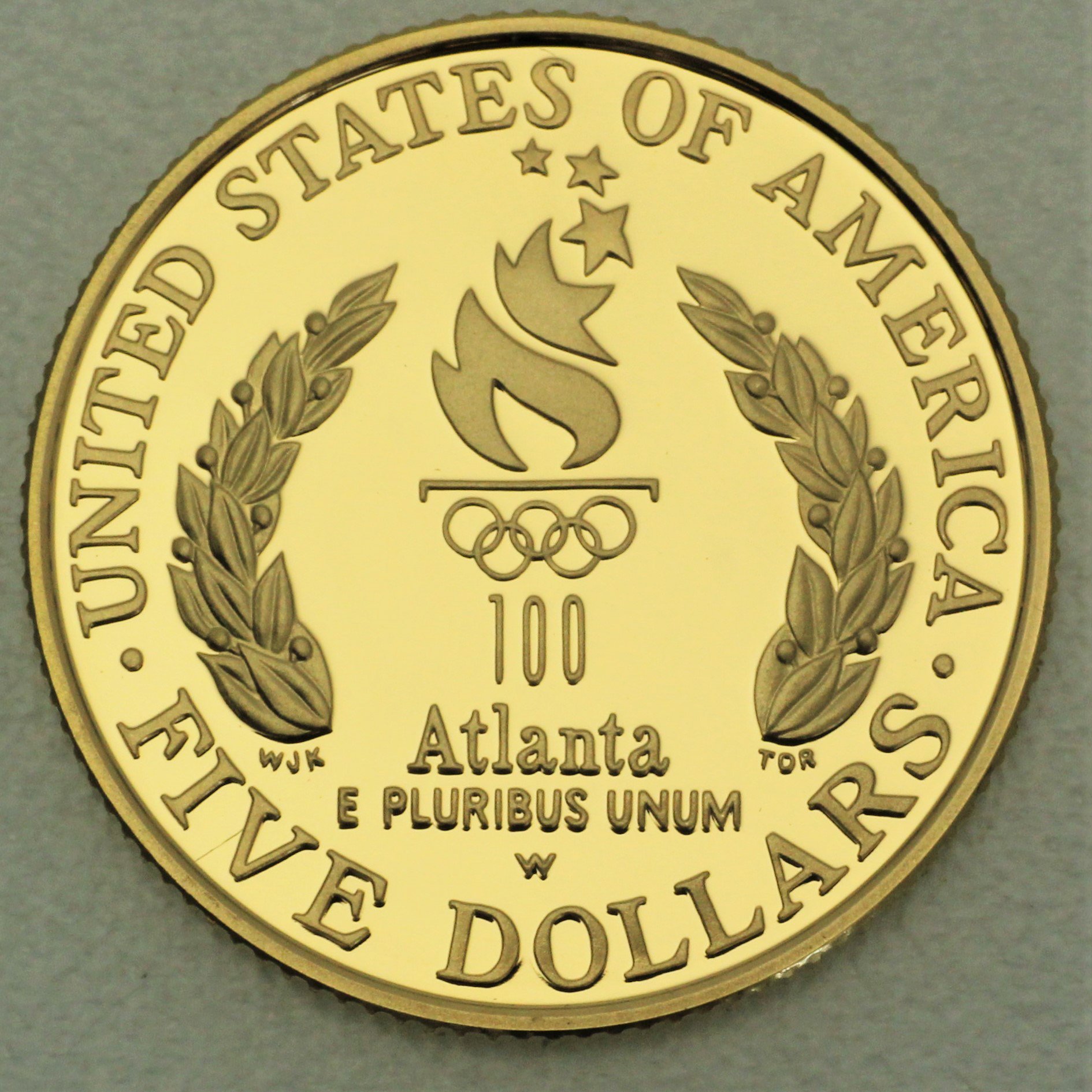 Goldmünze 5 Dollar "Olympia Fahnenträger" 1996 PP (USA) - Detailansicht 1