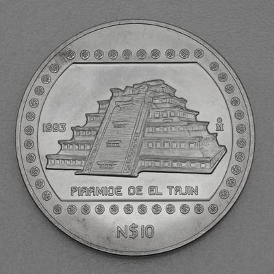 Silbermünze 5oz "Pyramide Tajin" 1993 Präkolumbische Kulturen – Veracruz (Mexiko) - Miniaturansicht 1