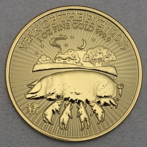 Goldmünze 1oz "Schwein" 2019 Lunar – Year of the Pig (Großbritannien) - Miniaturansicht 1