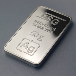 Silberbarren 50g ESG geprägt gravierbar Recyclingsilber - Miniaturansicht 2