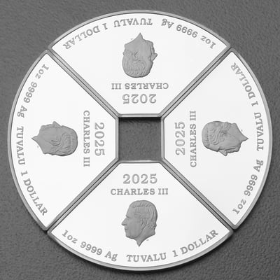 Silbermünze 4 x 1oz "Schlange" 2025 (PP/koloriert) Set – 4-teilig Quadrant (Tuvalu) - Miniaturansicht 2
