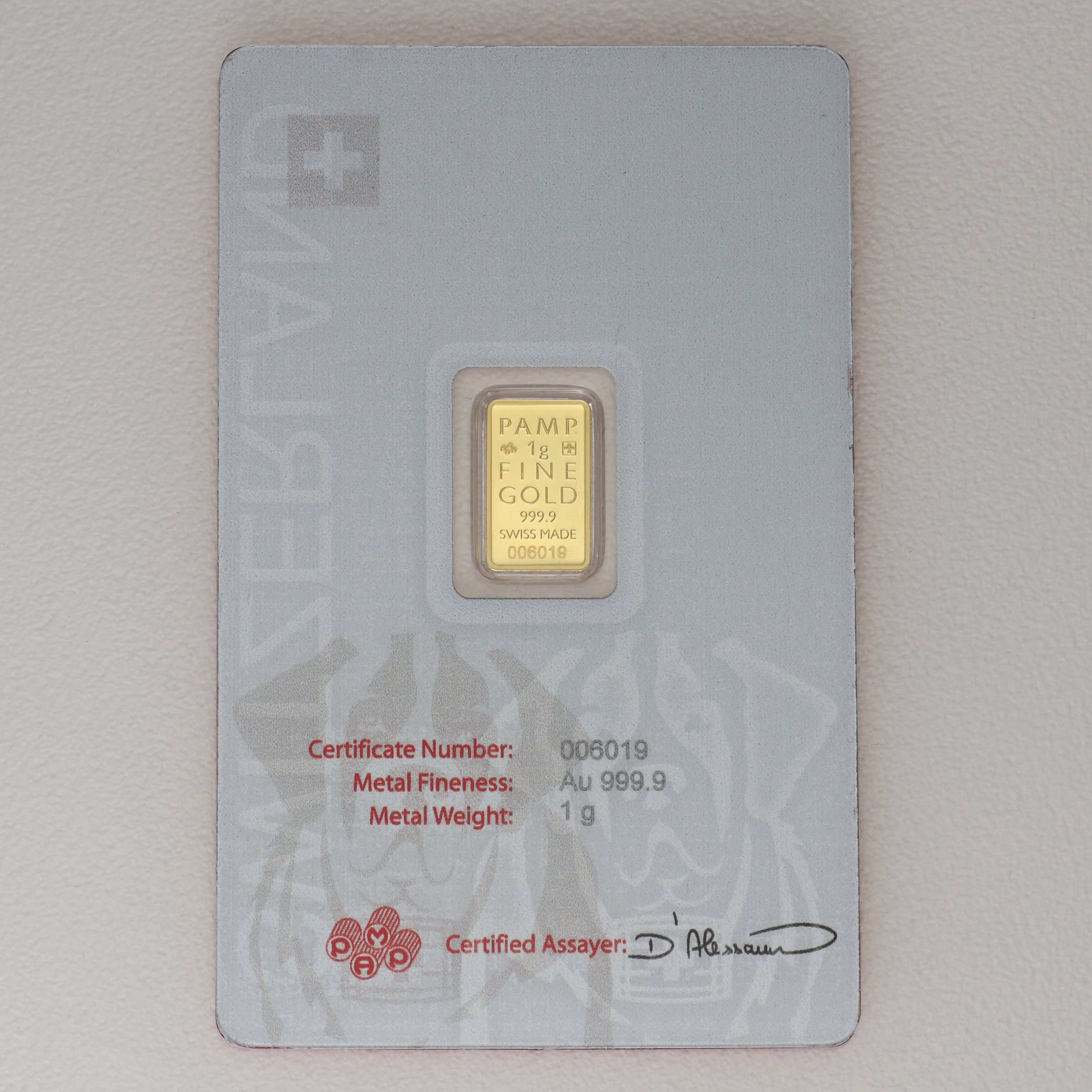 Goldbarren 1g PAMP "Switzerland - St. Bernhard" - Detailansicht 1