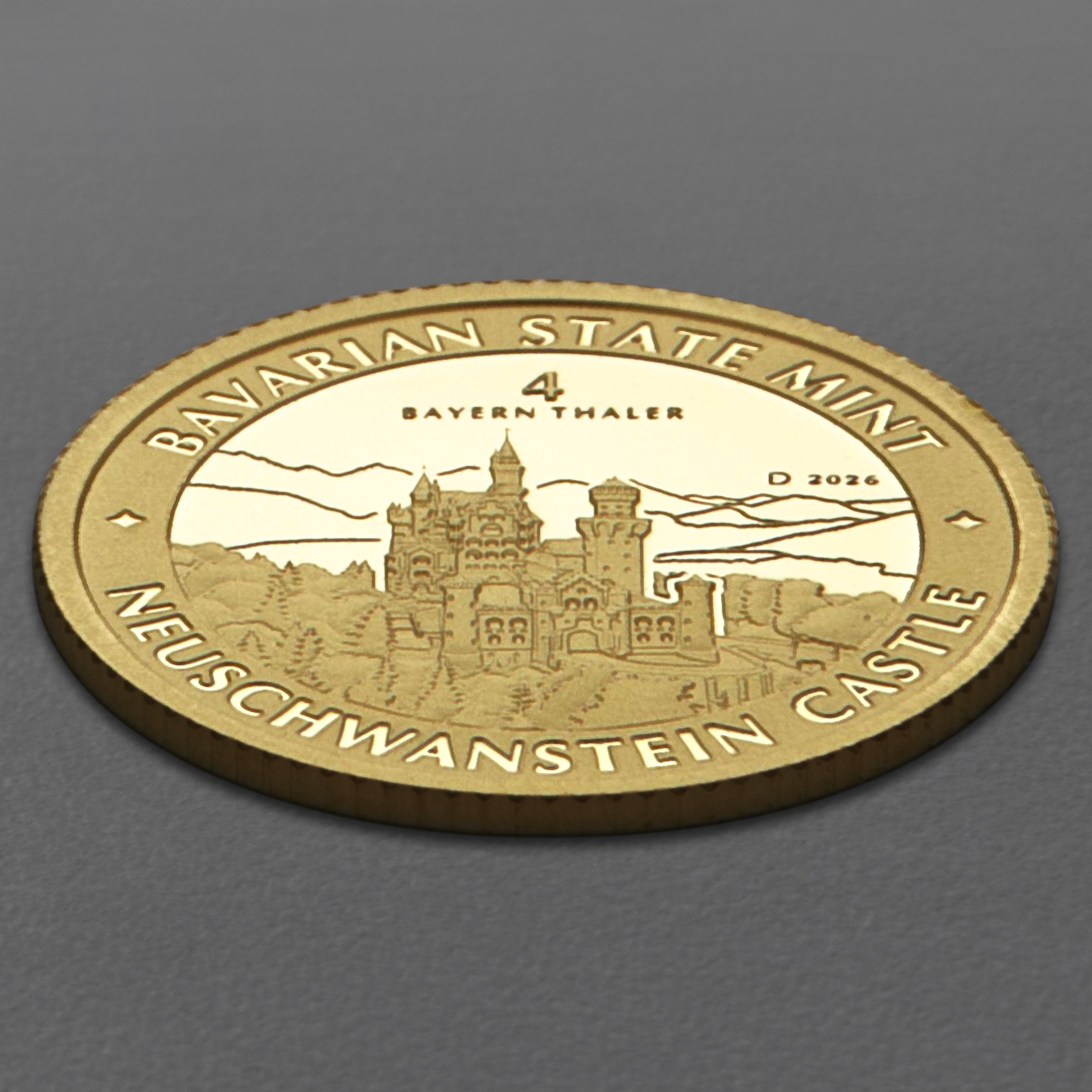 Gold 1/25oz "Schloss Neuschwanstein" 2026 Bayern Thaler (Deutschland) - Detailansicht 2