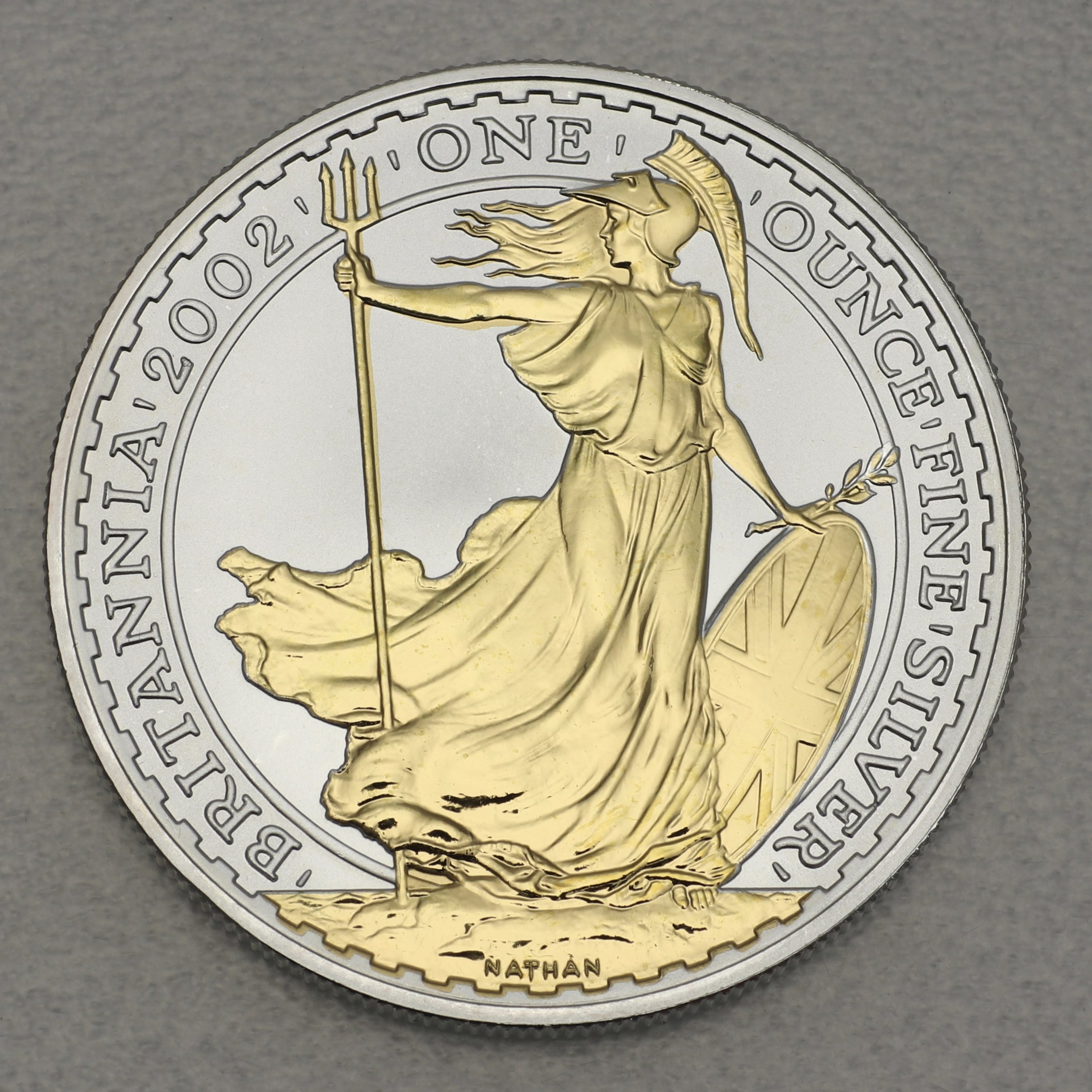 Silbermünze 1oz "Britannia" 2002 (vergoldet) (Großbritannien) - Hauptansicht