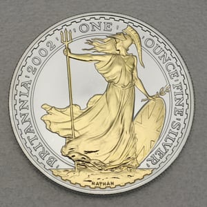 Silbermünze 1oz "Britannia" 2002 (vergoldet) (Großbritannien) - Hauptansicht
