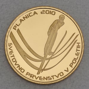 Goldmünze "100 Euro" 2010 Skiflug Weltmeisterschaft Planica (Slowenien) - Hauptansicht