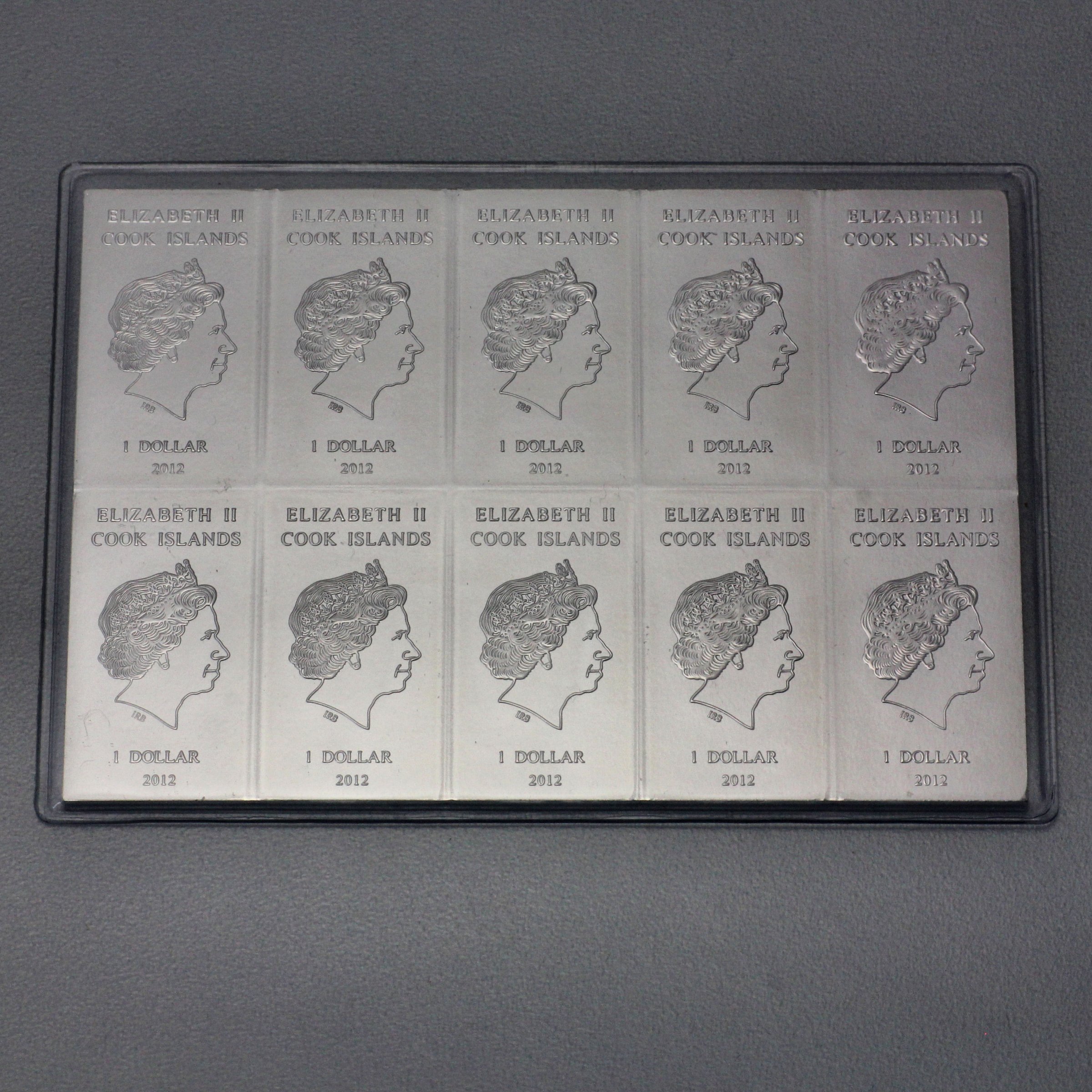 Münztafel 10 x 10g Ag "CombiCoin" 19% (Cook Islands) - Detailansicht 5