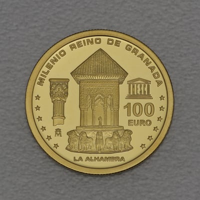 Goldmünze 100 Euro "Alhambra" 2013 Milenio Reino de Granada (Spanien) - Miniaturansicht 1