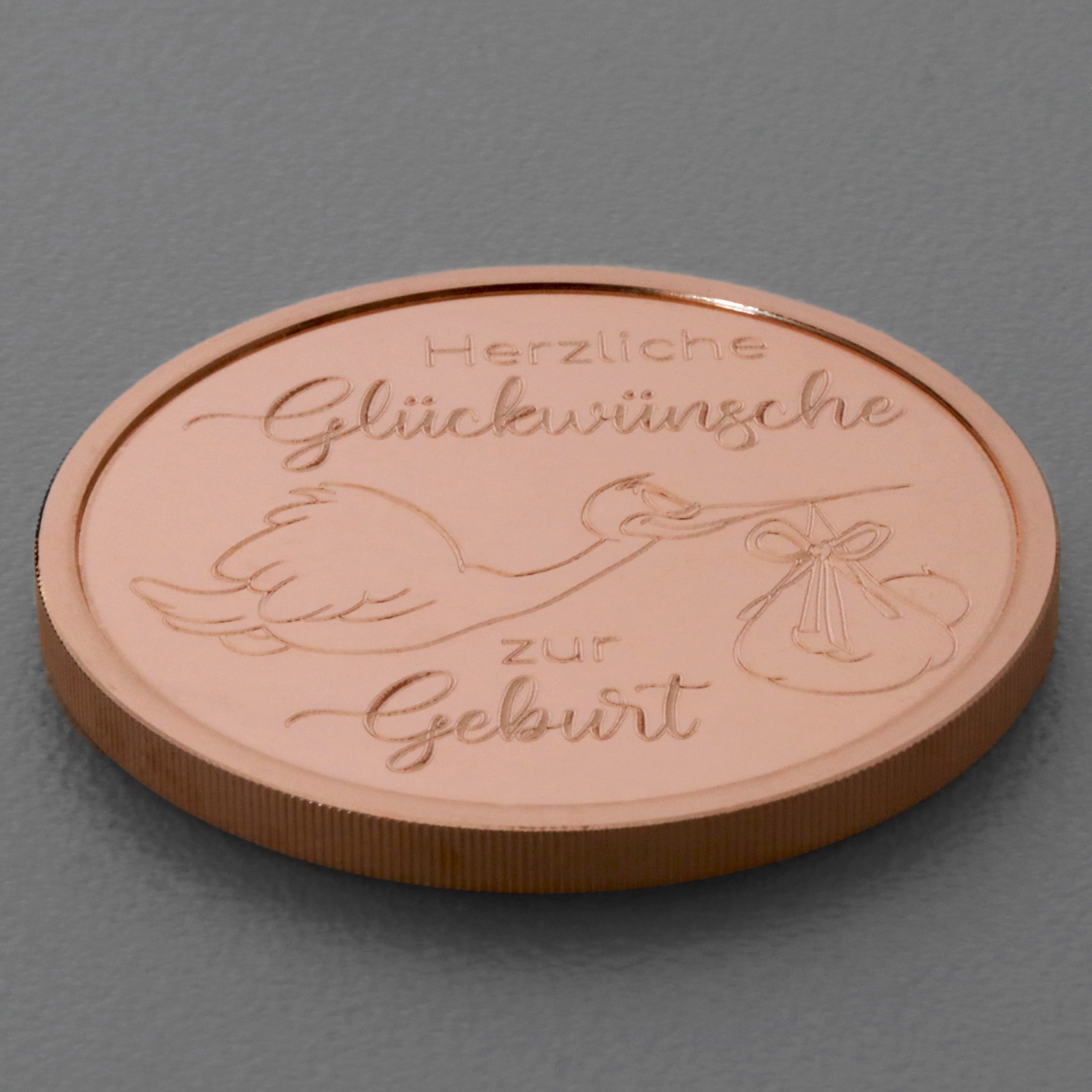 Kupfermedaille "Zur Geburt" Gravurmedaille - Detailansicht 2