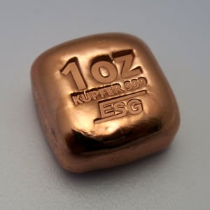 Kupferbarren 1oz "Kupferknuffel"/Cu, gegossen - Miniaturansicht 1