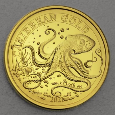 Goldmünze 1oz "Octopus" 2021 Caribbean Gold (Barbados) - Miniaturansicht 1