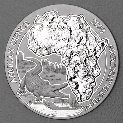 Platinmünze 1oz "Krokodil" 2023 African Ounce (Ruanda) - Miniaturansicht 1