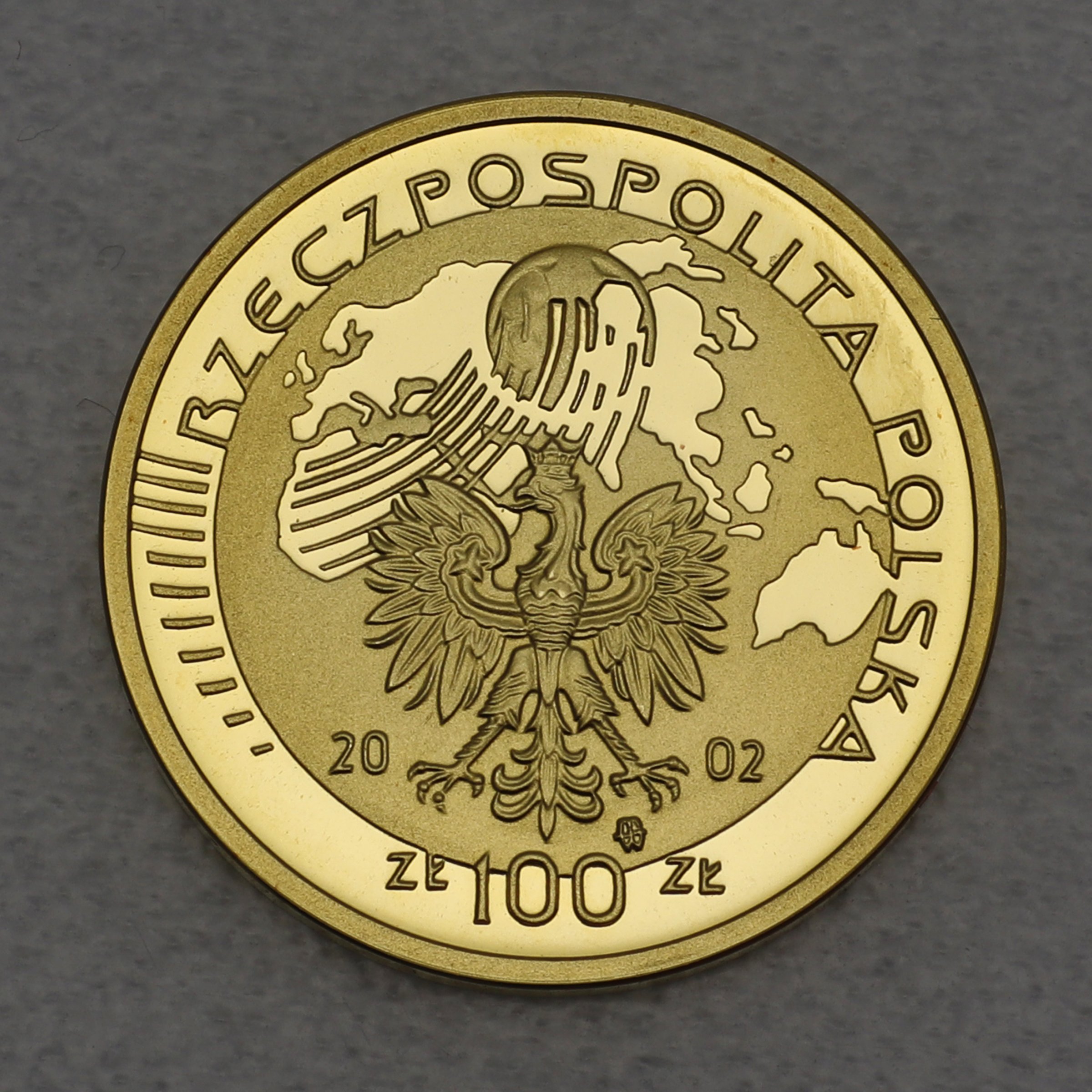 Goldmünze 100 Zloty "FIFA Fußball WM" 2002 Korea/Japan (Polen) - Detailansicht 1