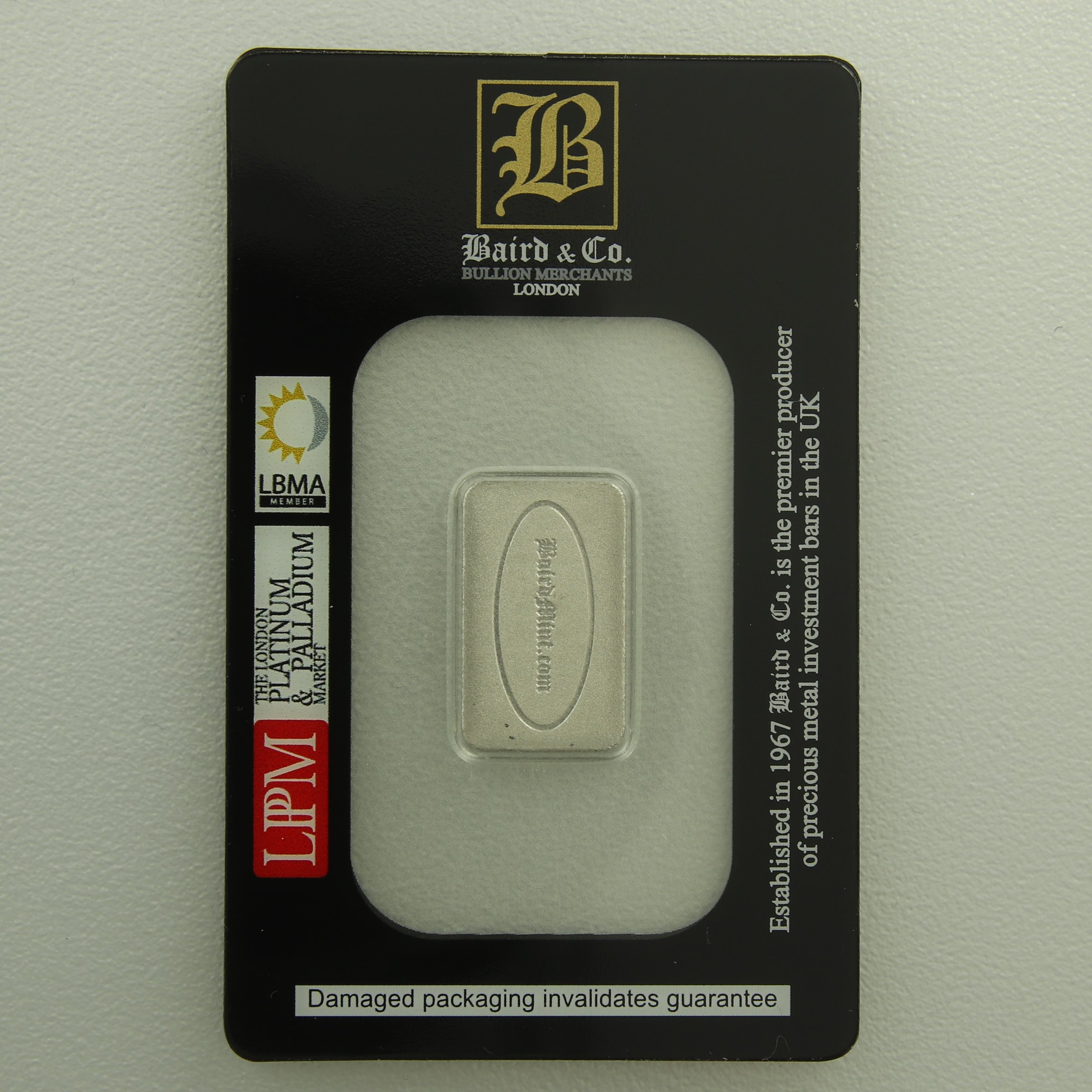 Rhodiumbarren 1/10oz (999 Rh) Baird&Co., geprägt - Detailansicht 1