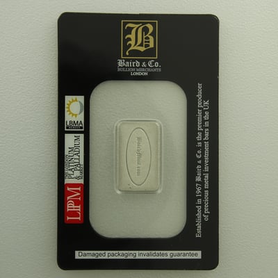 Rhodiumbarren 1/10oz (999 Rh) Baird&Co., geprägt - Miniaturansicht 2