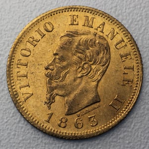Goldmünze 10 Lire "Vittorio Emanuele II." (Italien) - Hauptansicht