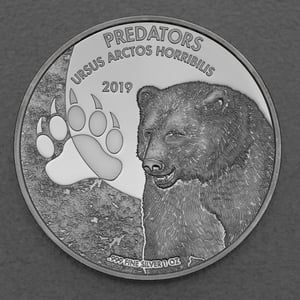 Silbermünze 1oz "Braunbär" 2019 Predators (Kongo) - Miniaturansicht 1