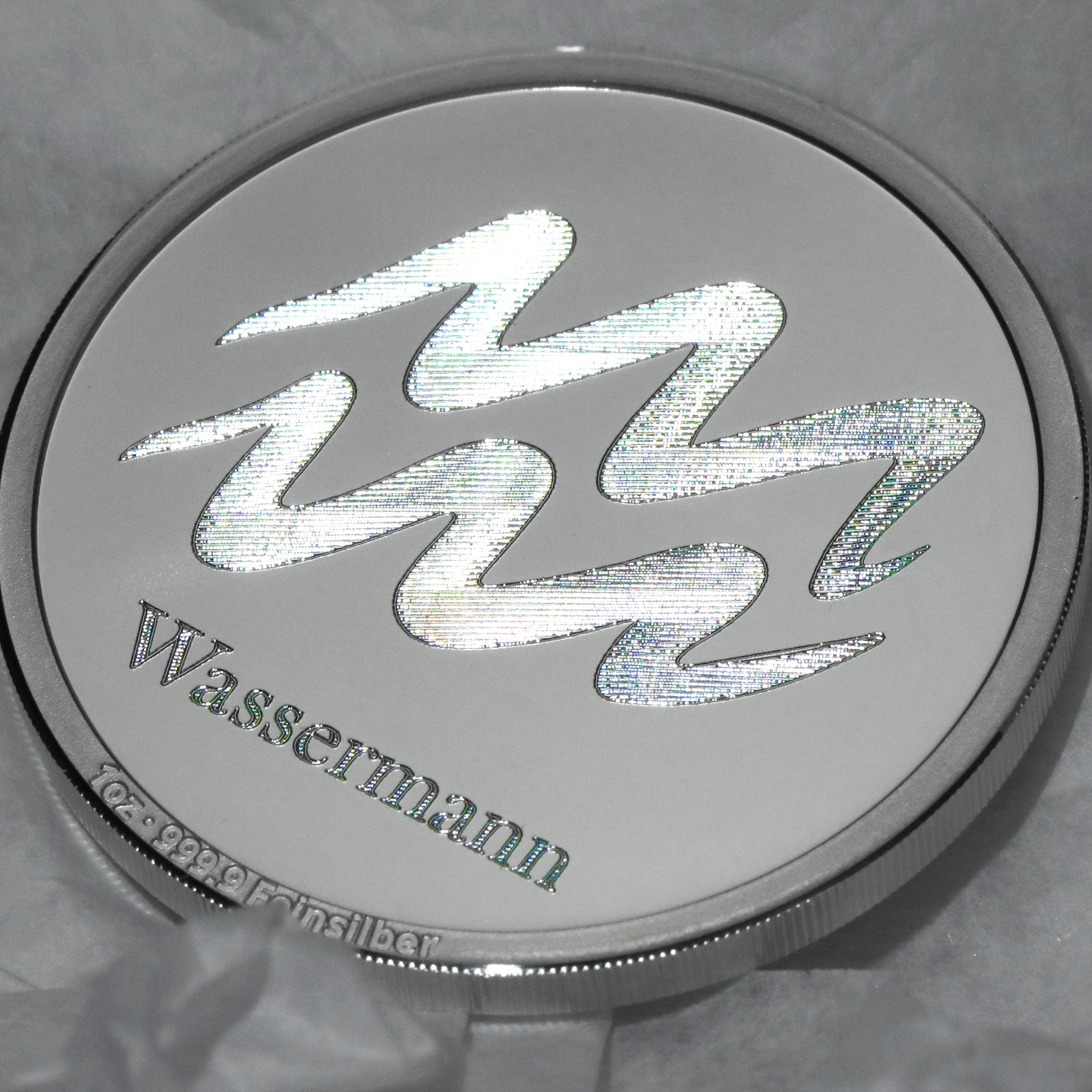 Silbermedaille 1oz "Sternzeichen Wassermann" Gravurmedaille - Detailansicht 5