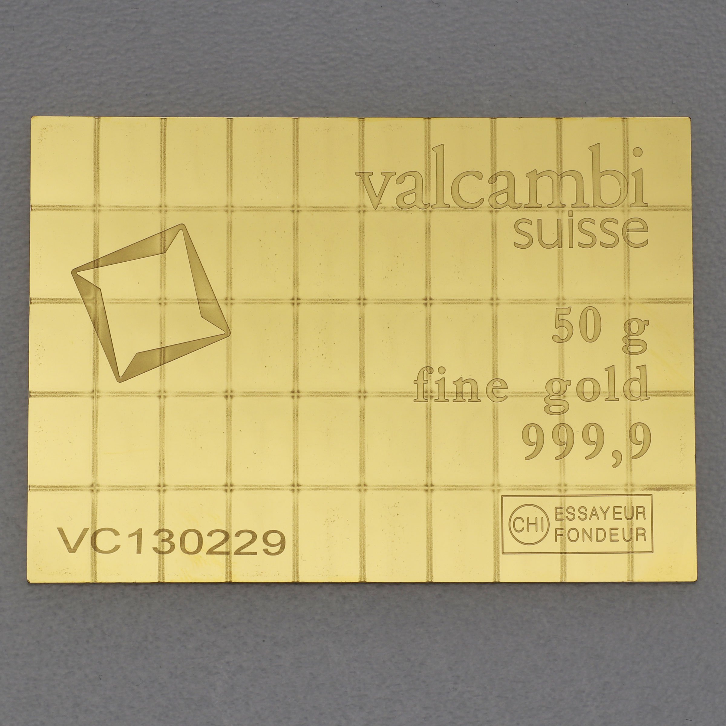 Goldtafel VALCAMBI (50x 1g Au CombiBar) - "Resale" - Detailansicht 1