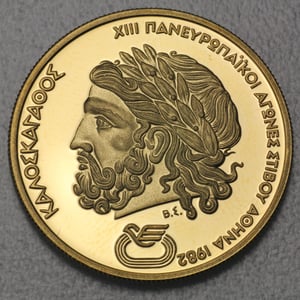 Goldmünze 5000 Drachmen "Zeus" 1981 (PP) Pan-Europäische-Spiele 1982 (Griechenland) - Hauptansicht