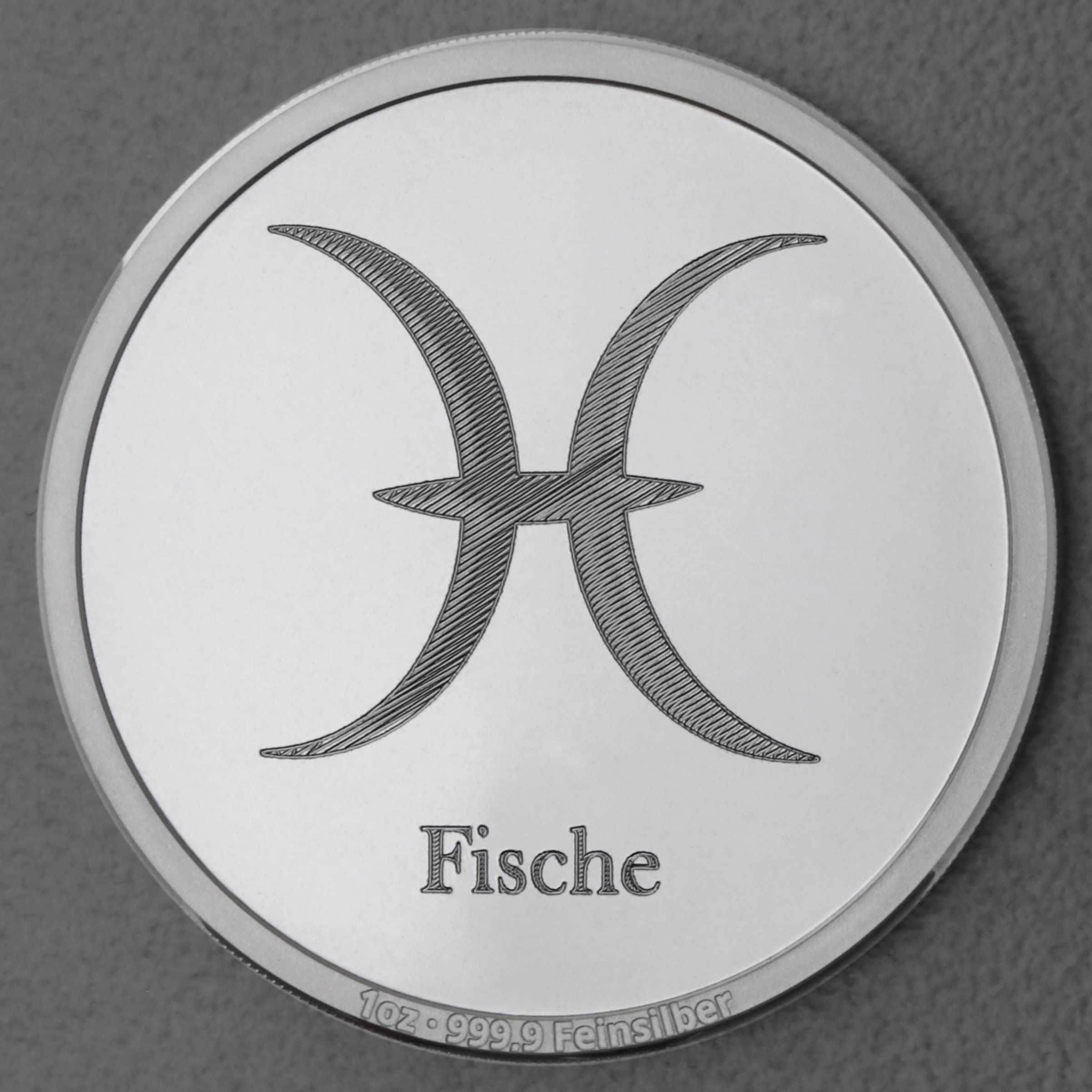 Silbermedaille 1oz "Sternzeichen Fische" Gravurmedaille - Hauptansicht