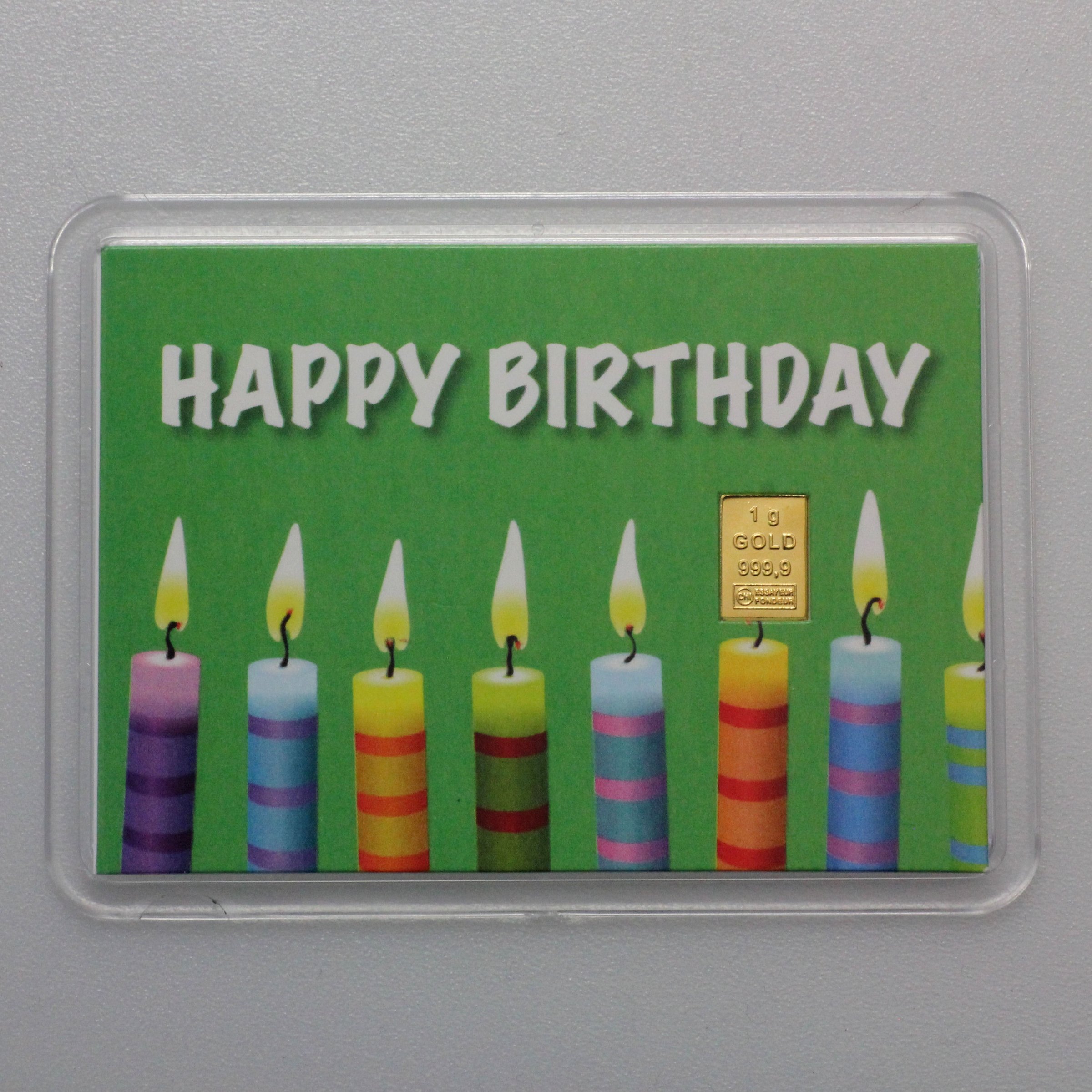 Goldbarren 1g "Kerzen/Happy Birthday" (Motivbox) - Hauptansicht