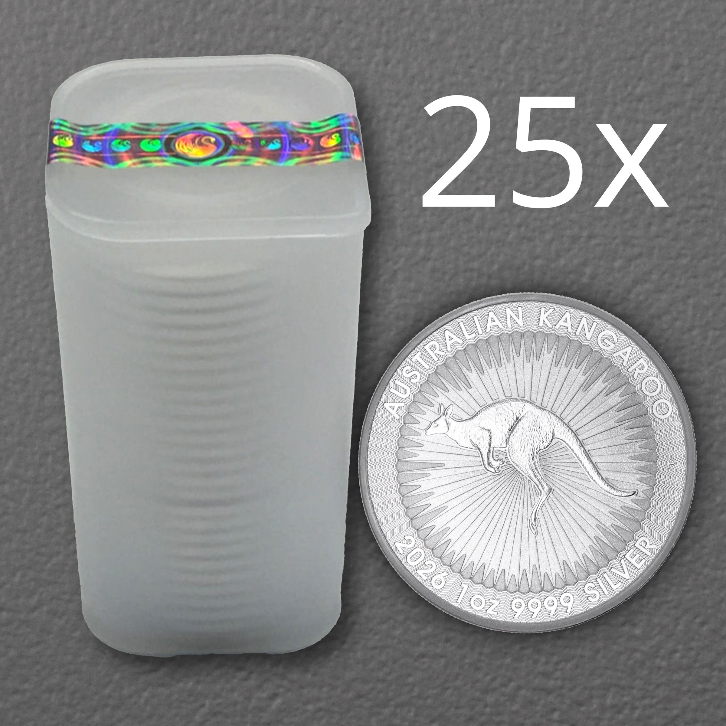 Silbermünze 25 x 1oz "Känguru" aktueller Jahrgang Tube 19% (Australien) - Detailansicht 1