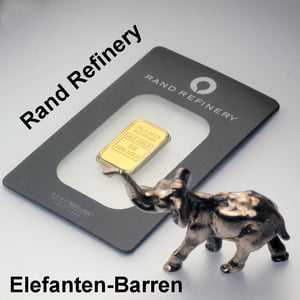 Goldbarren 5g Rand Refinery "Elefanten-Motiv" - Miniaturansicht 3