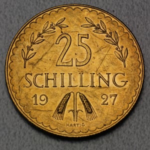 Goldmünze 25 Schilling "Republik" verschiedene Jahrgänge (Österreich) - Hauptansicht
