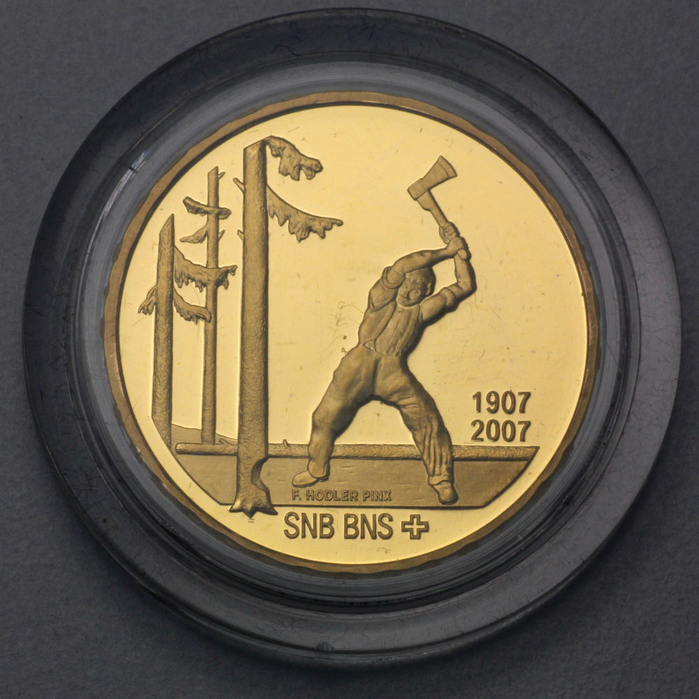 Goldmünze 50 Franken "Der Holzfäller" 2007 (Schweiz) - Hauptansicht