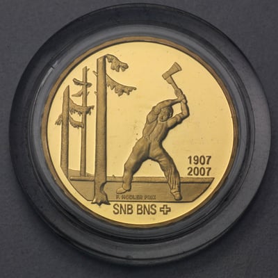 Goldmünze 50 Franken "Der Holzfäller" 2007 (Schweiz) - Hauptansicht