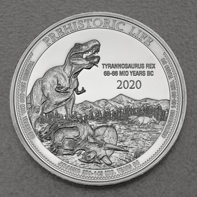 Silbermünze 1oz "Tyrannosaurus Rex 2020" Prehistoric Life (Kongo) - Miniaturansicht 1