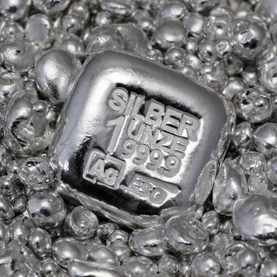 Silberbarren 1oz ESG gegossen quadratisch gravierbar Recyclingsilber - Miniaturansicht 2
