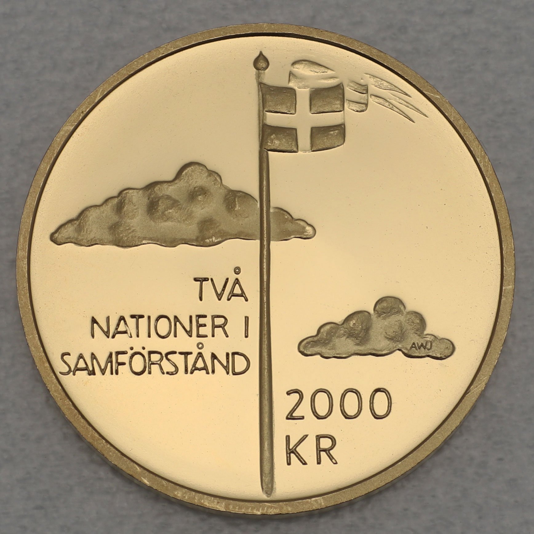 Goldmünze 2000 Kronor "Unionsupplösningen" 2005 100 Jahre Ende der Union (Schweden) - Hauptansicht