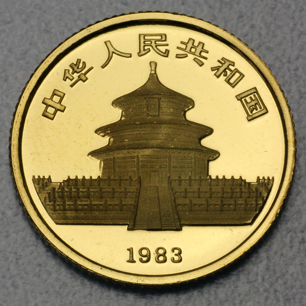 Goldmünze 1/10oz "Panda" 1983 (China) - Detailansicht 1