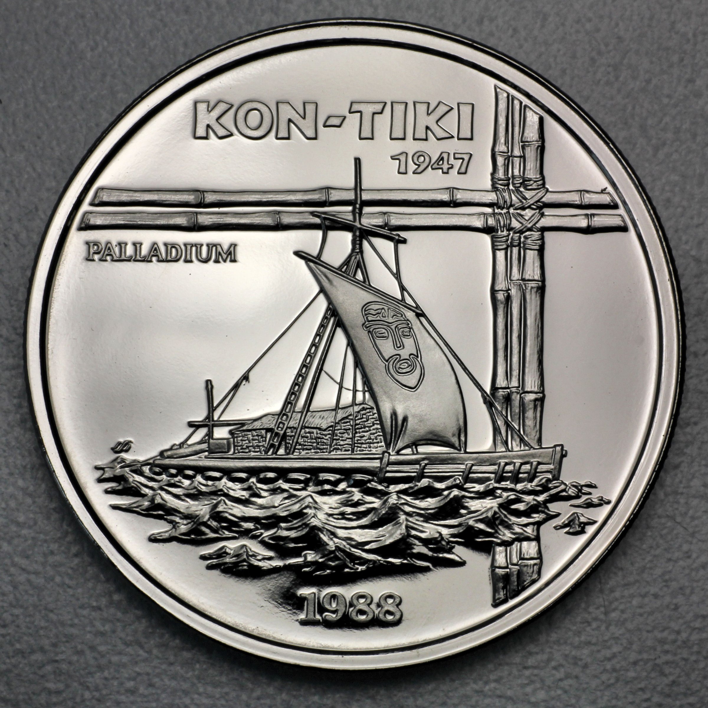 Palladiummünze 1oz "Kon-Tiki 1988" Polierte Platte (Samoa) - Hauptansicht