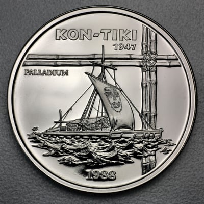 Palladiummünze 1oz "Kon-Tiki 1988" Polierte Platte (Samoa) - Miniaturansicht 1