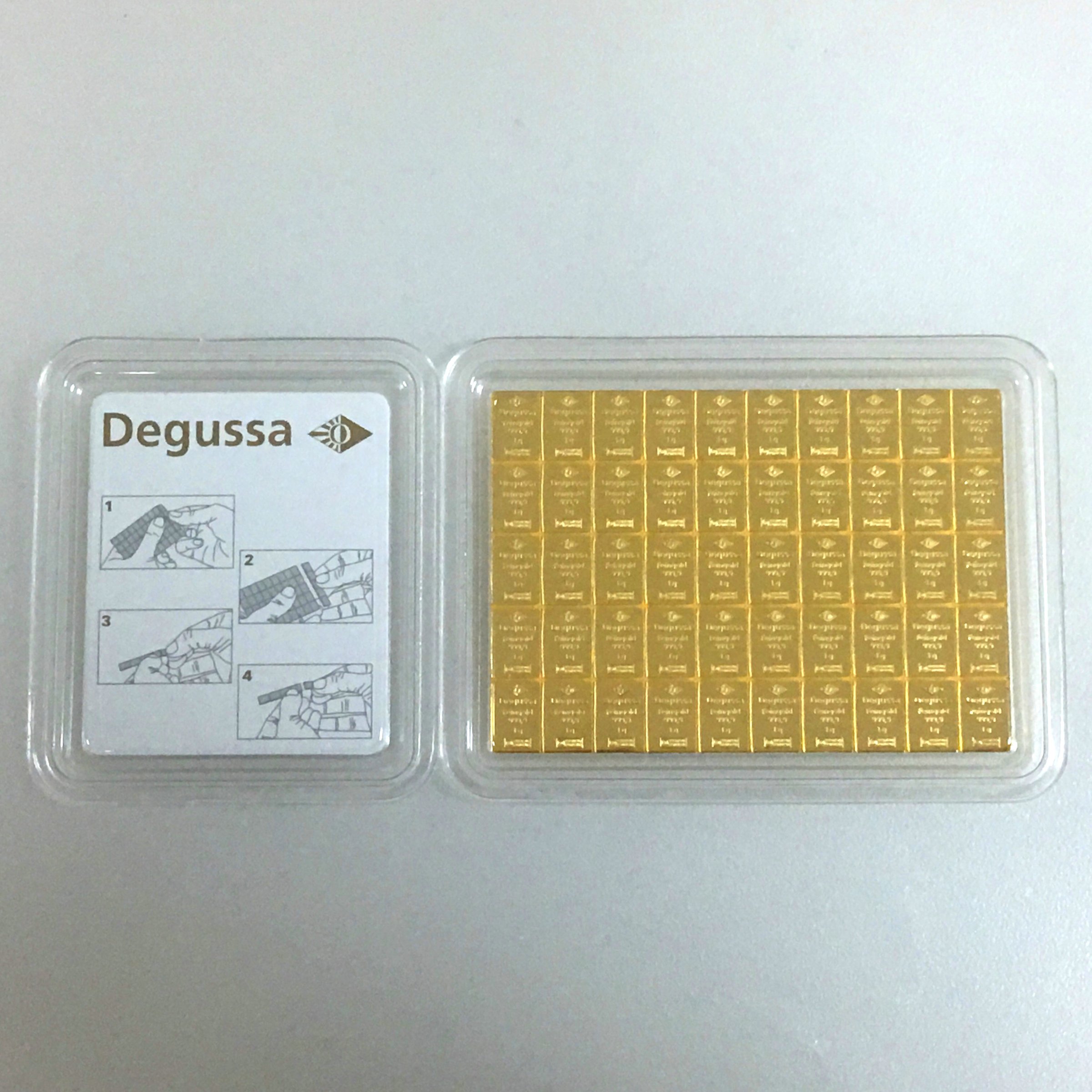 Goldtafel DEGUSSA (50x 1g Gold) "CombiBar" - Hauptansicht