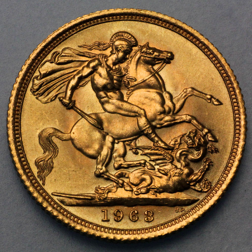 Goldmünze 1 Sovereign "Elizabeth II." 1957-1968 Haarband (Großbritannien) - Detailansicht 1