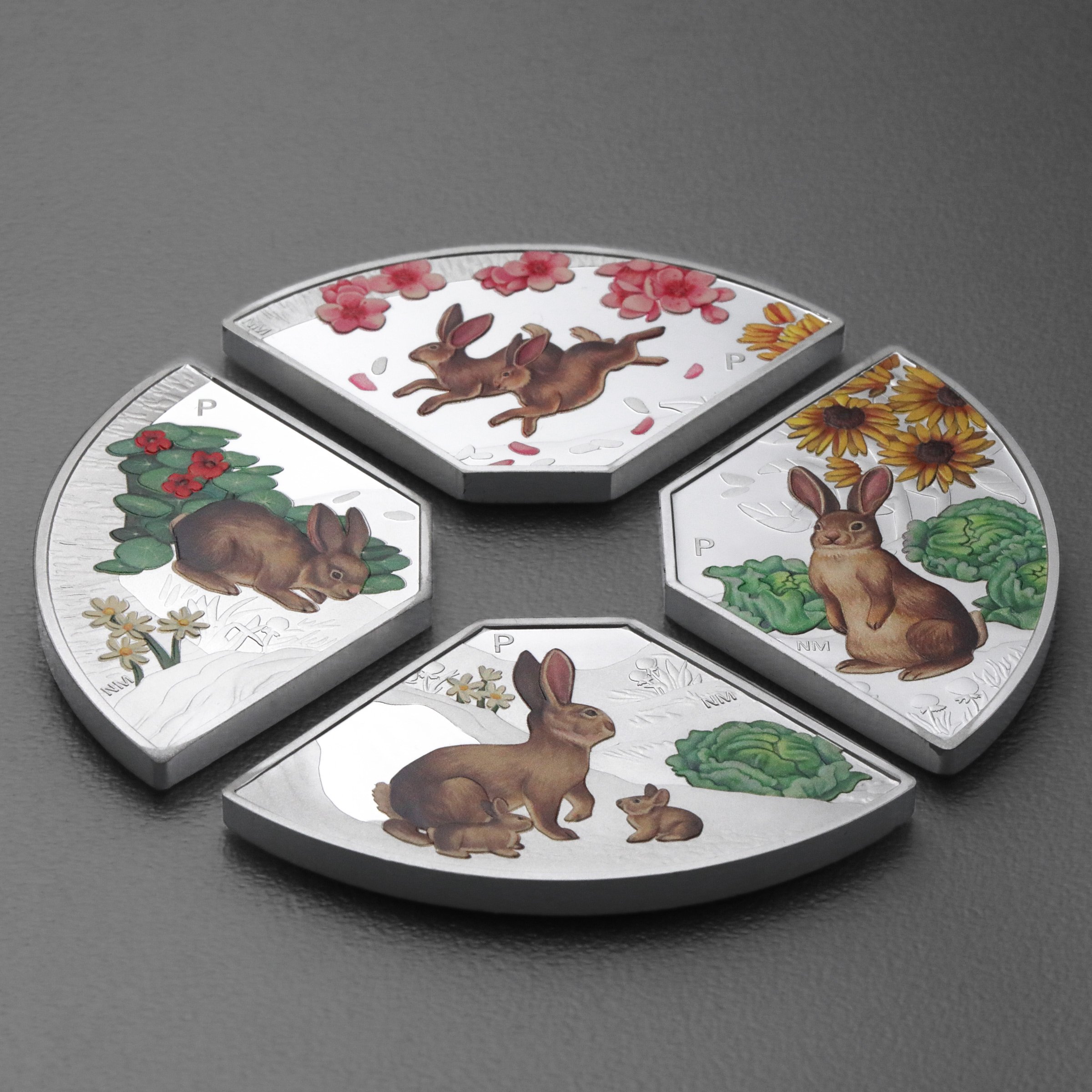 Silbermünzen 4x 1oz "Hase" 2023 (PP/koloriert) Set – 4-teilig Quadrant (Tuvalu) - Detailansicht 5