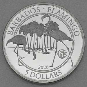 Silbermünze 1oz "Flamingo" 2020 (Barbados) - Miniaturansicht 1