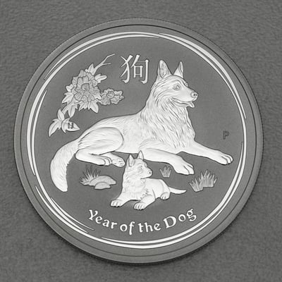 Silbermünze 2oz "Hund" 2018 Lunar II – Year of the Dog 19% (Australien) - Miniaturansicht 1